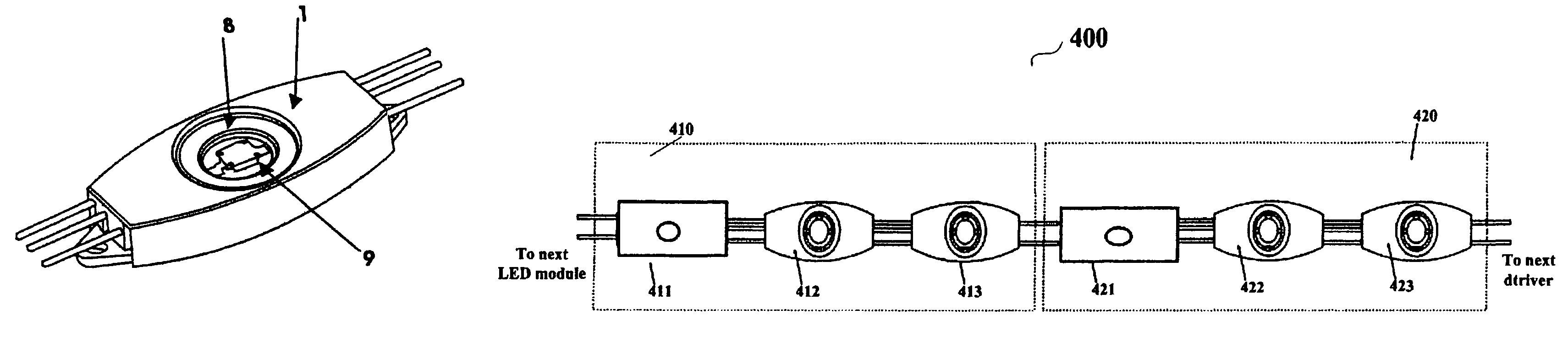 LED module, and LED chain containing the same