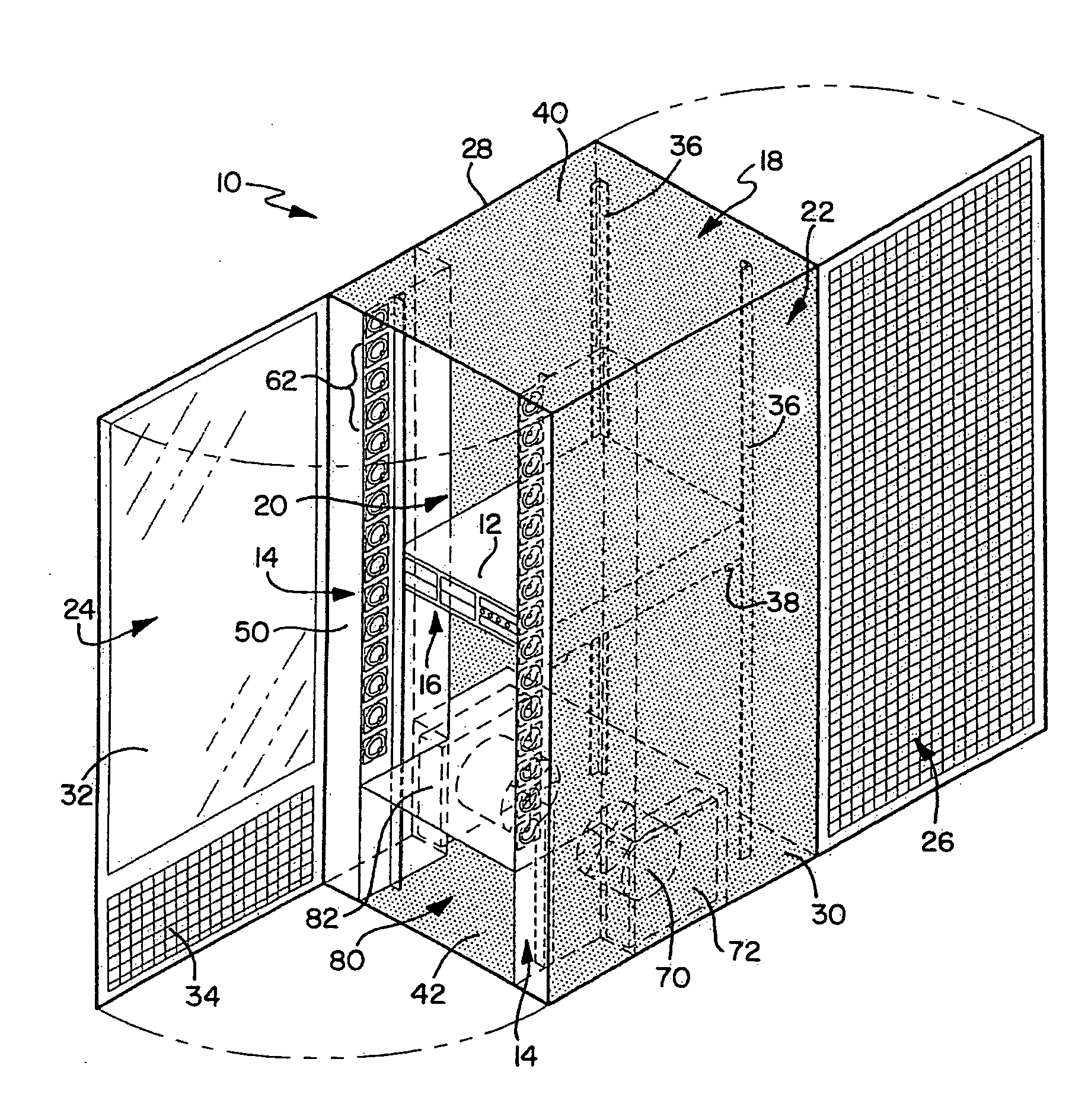 Cabinet for computer devices with air distribution device