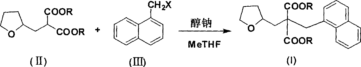 Synthetic method of diethyl naphthylmethyl-tetrahydrofurfurylmalonate