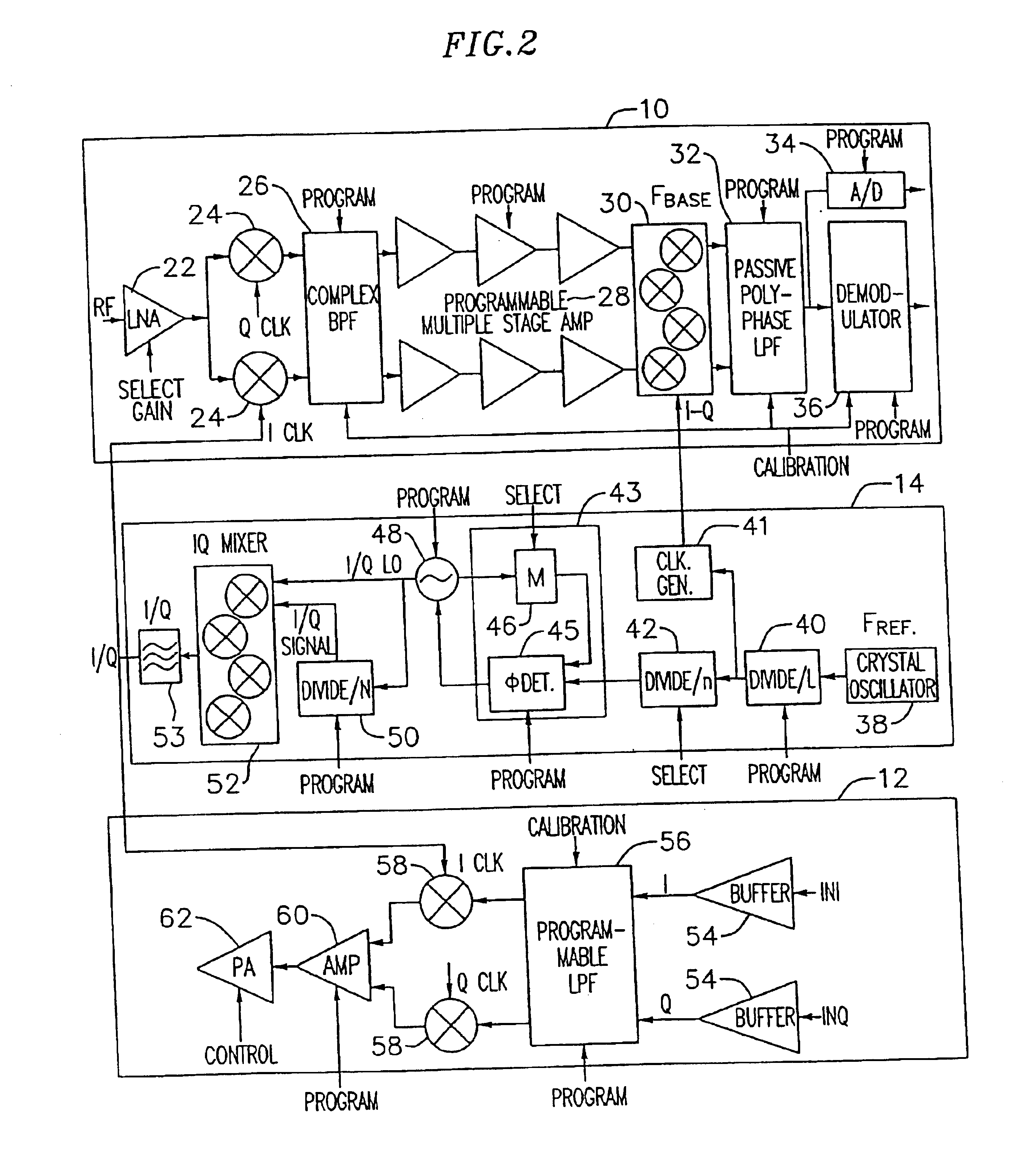Adaptive radio transceiver with floating MOSFET capacitors