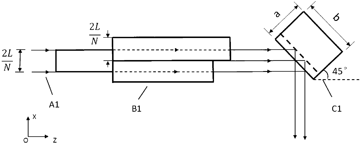 Refracting high-power semiconductor laser array beam shaping device