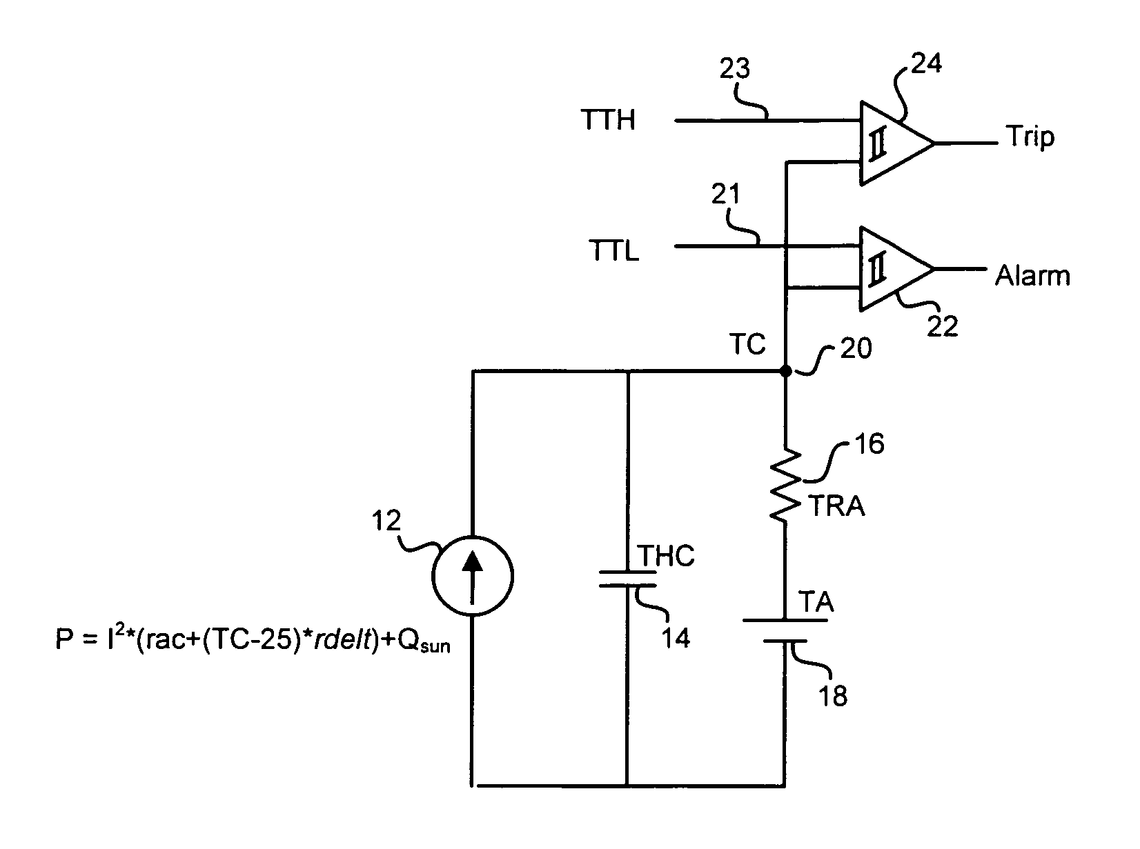 Distance protective relay using a programmable thermal model for thermal protection