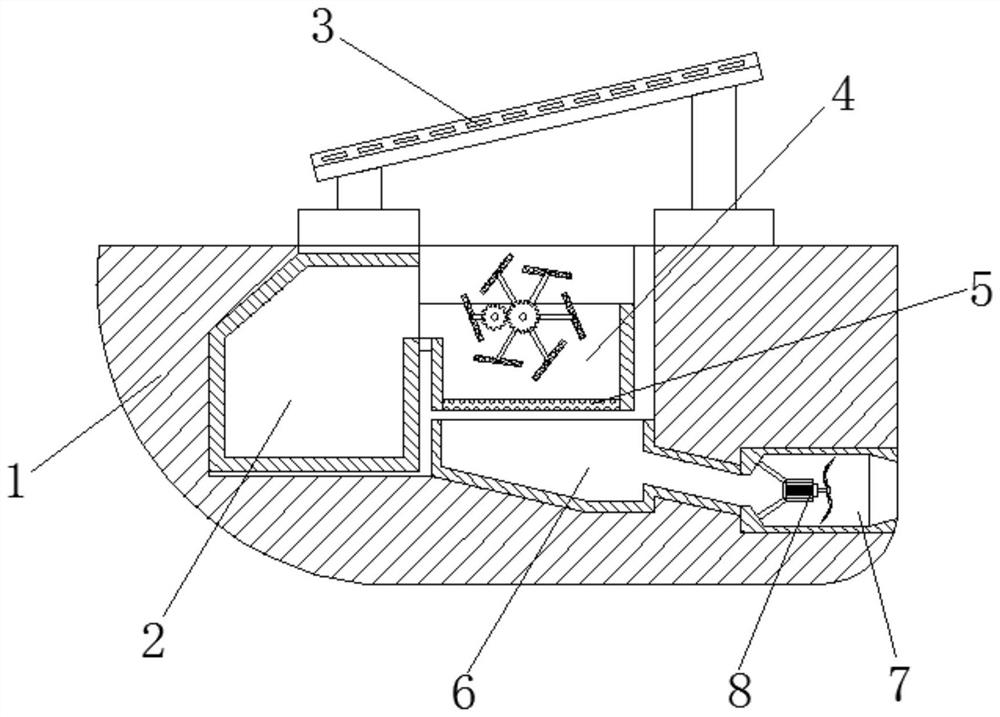 Drainage type energy-saving garbage salvage ship