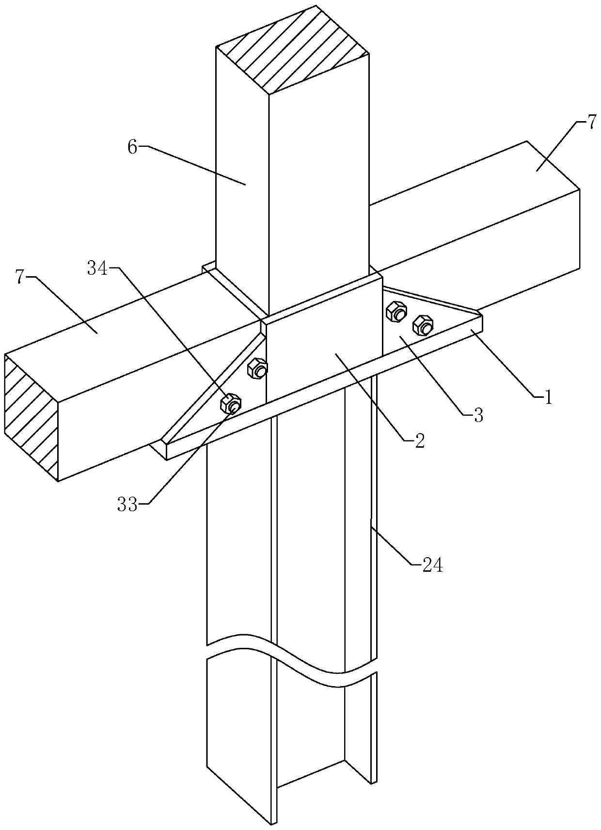 Column and beam connecting device