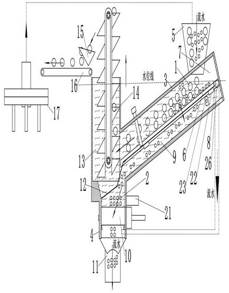 Separation device, system and separation method based on particle size of water abrasive