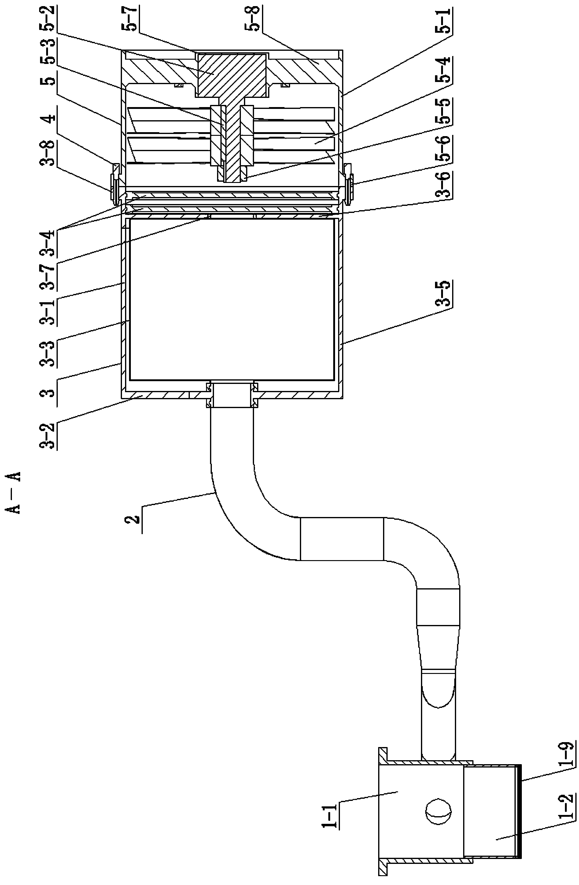 Removed material collecting and dust removing system during drilling process of carbon fiber composite material