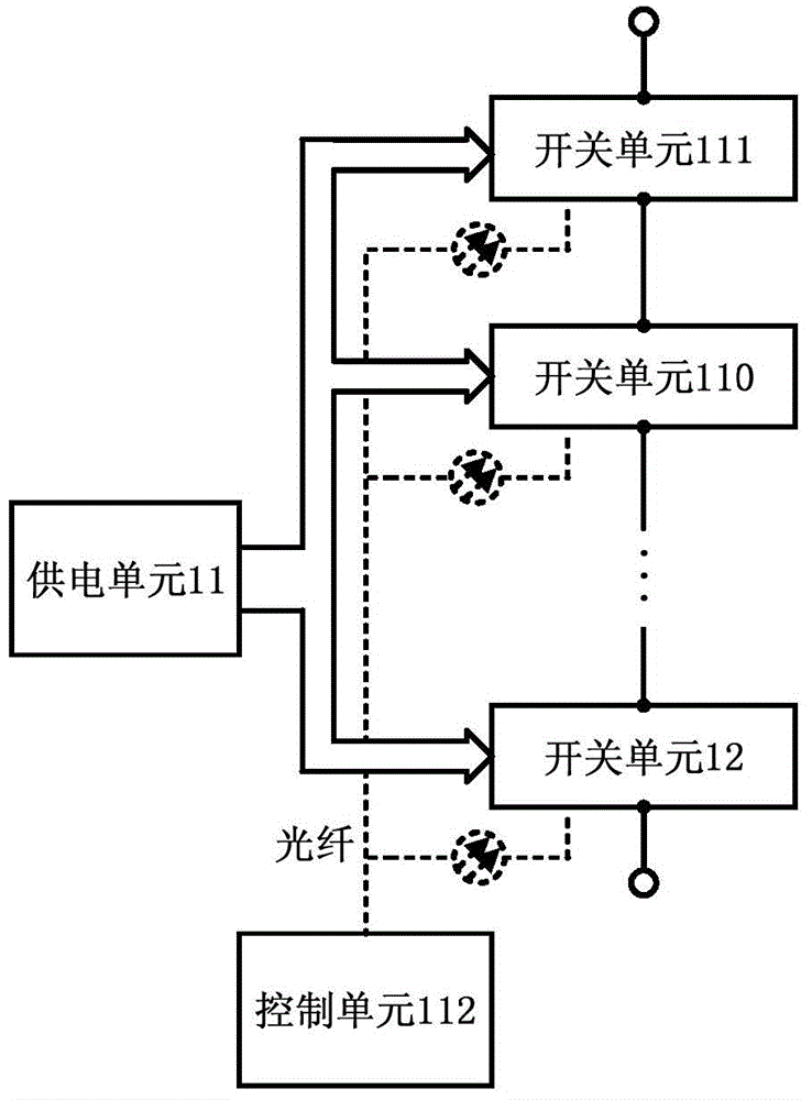 A modular electronic switch for a high-voltage oscillatory wave generator