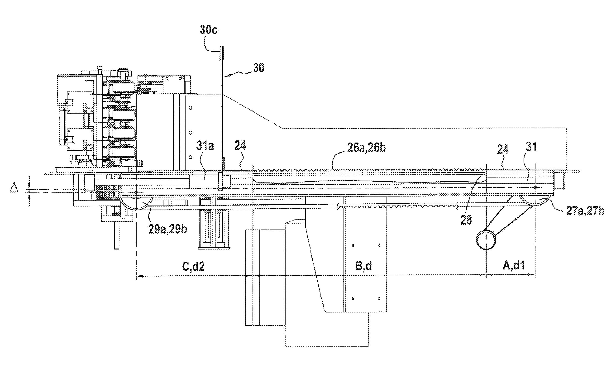 Feeding apparatus for flat items processed in a mail sorting machine with pulleys located under transport deck