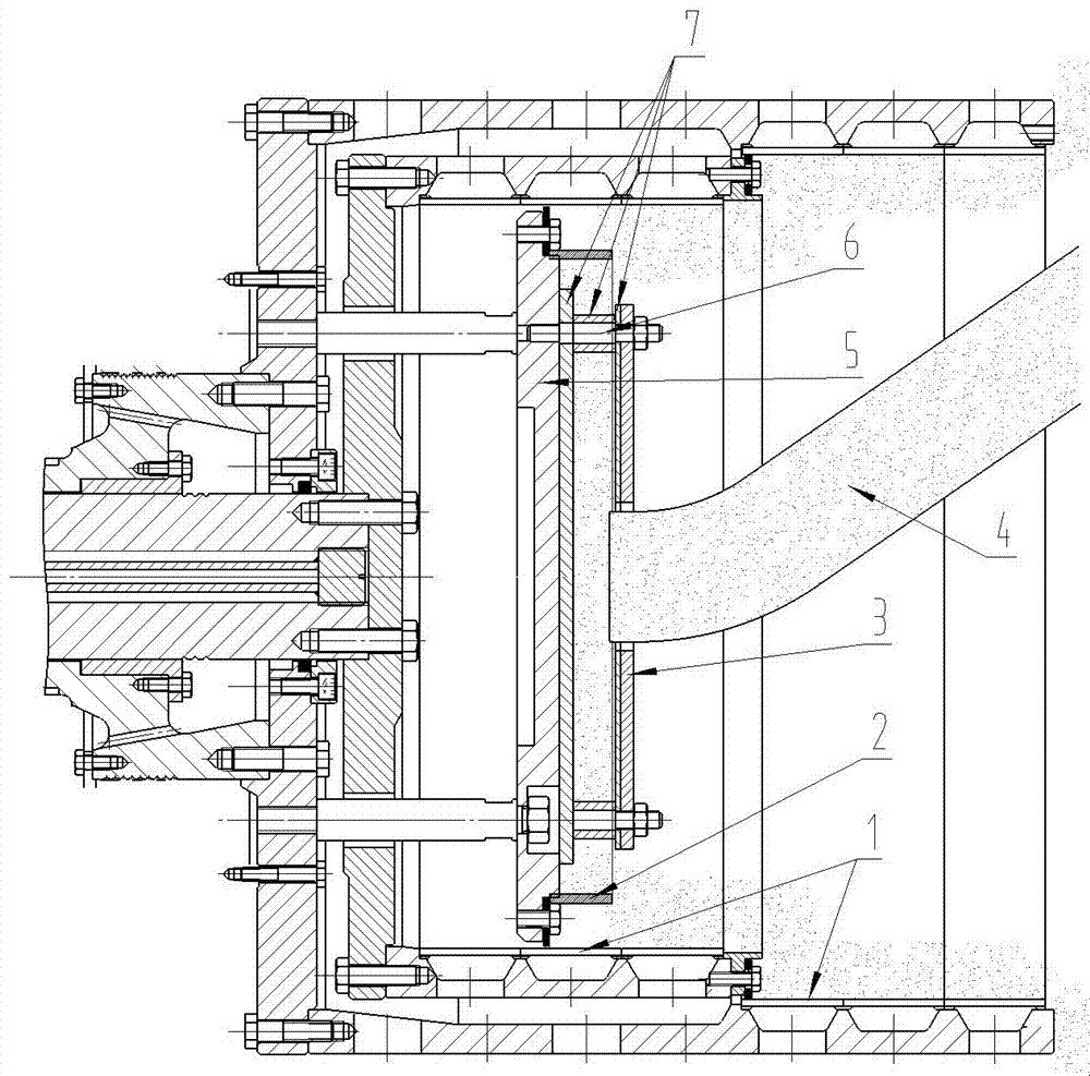 Anti-corrosion and abrasion resisting device of piston material pushing centrifugal machine