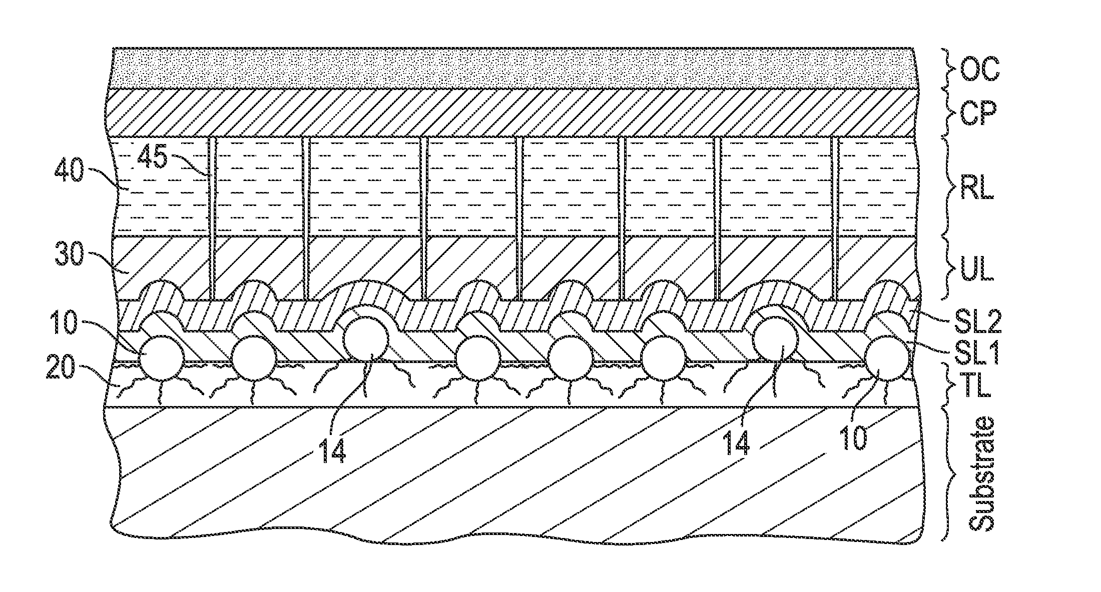 Perpendicular magnetic recording disk with template layer formed of a blend of nanoparticles