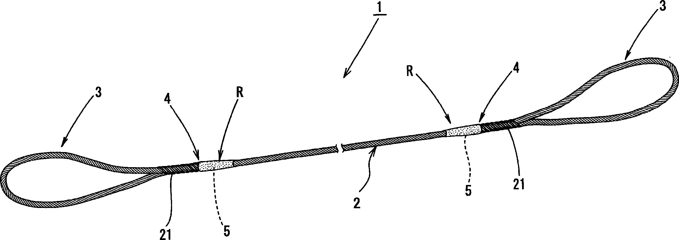 Treating structure for sling rope weaving and inserting terminal