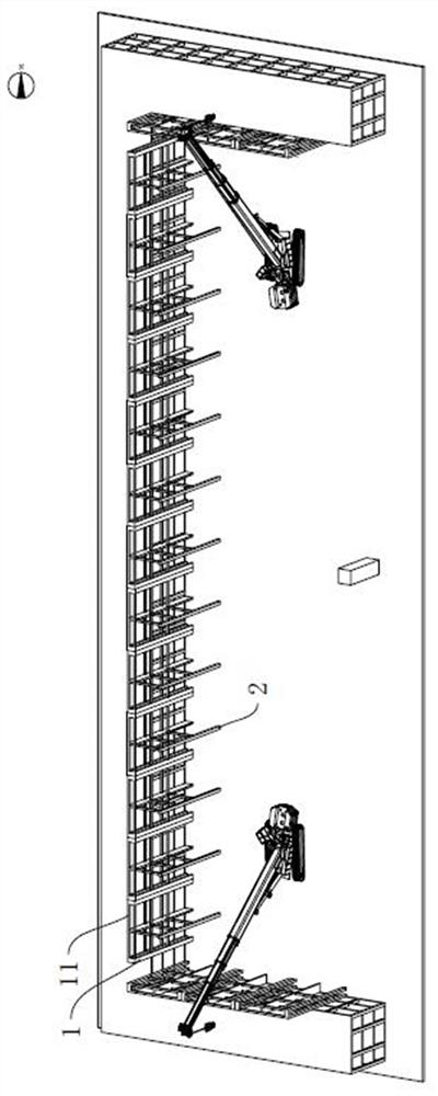 Modular hoisting and two-stage overall synchronous hoisting method for super-long-span steel roof