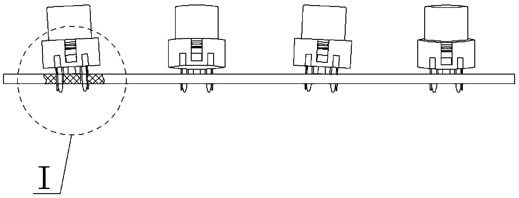 Fixing clamp used for welding of buttons on button board and welding method