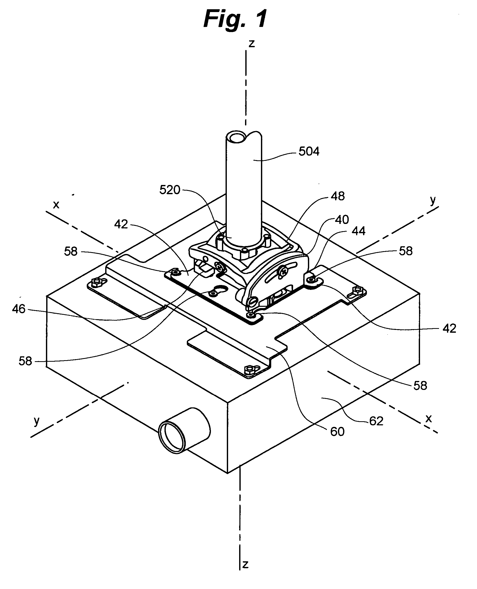 Adjustable projector mount with quick release device interface