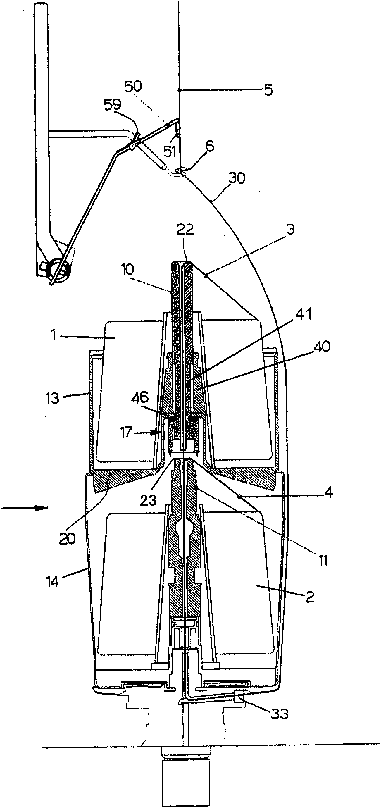 Blocking device of the unwinding of threads from the feeding bobbins of a double-torque twister