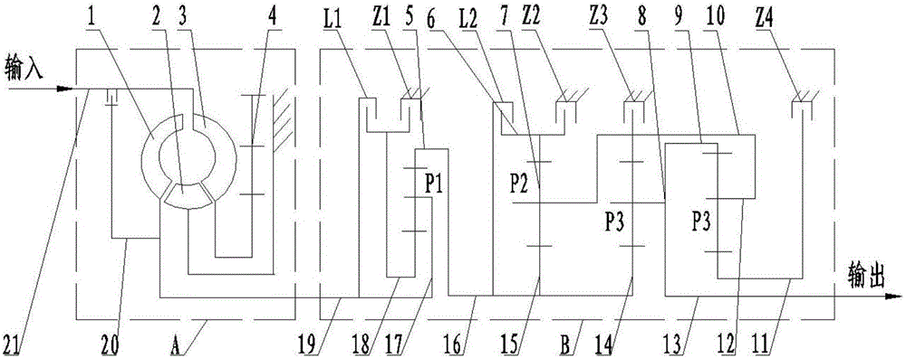 High-power hydraulic variable speed transmission device