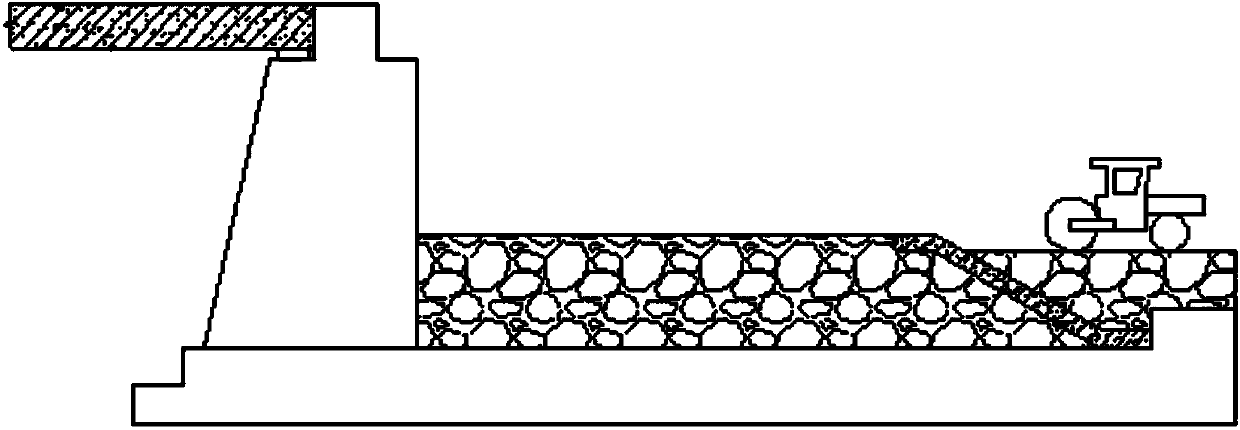 Stepped reinforced concrete slab capable of preventing abutment vehicle skips and construction method