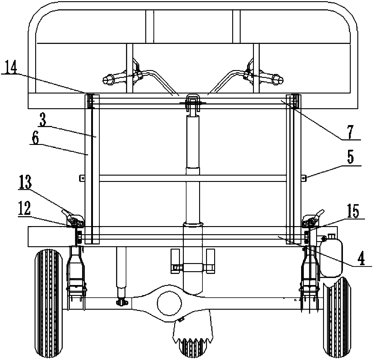 Tipping bucket self-unloading and lifting device and tricycle with device