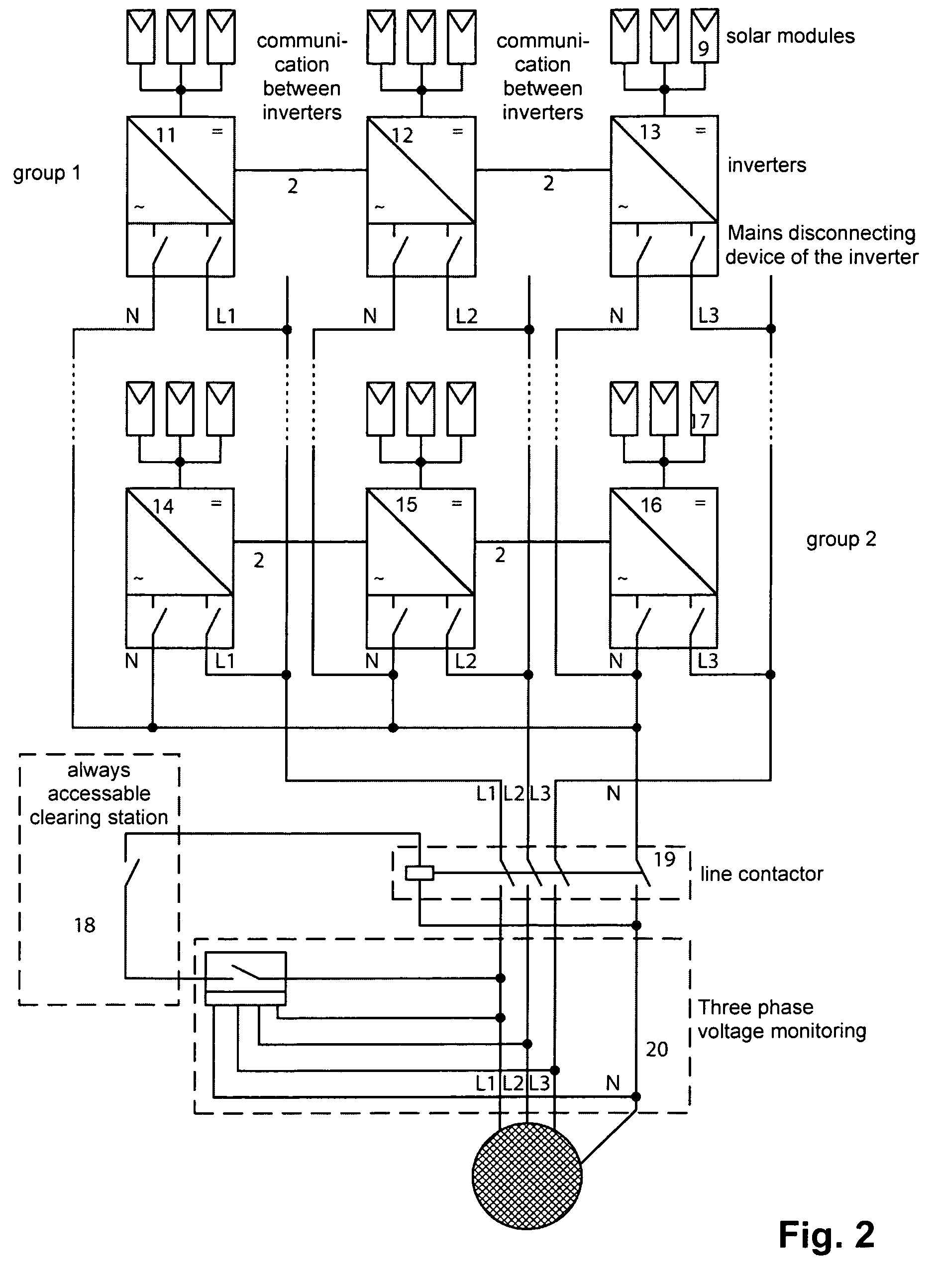 Method for converting direct voltage into three-phase alternating voltage