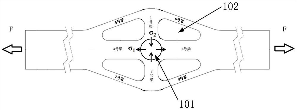 Uniaxial loading of a spherical working section to achieve a biaxial stress state test piece