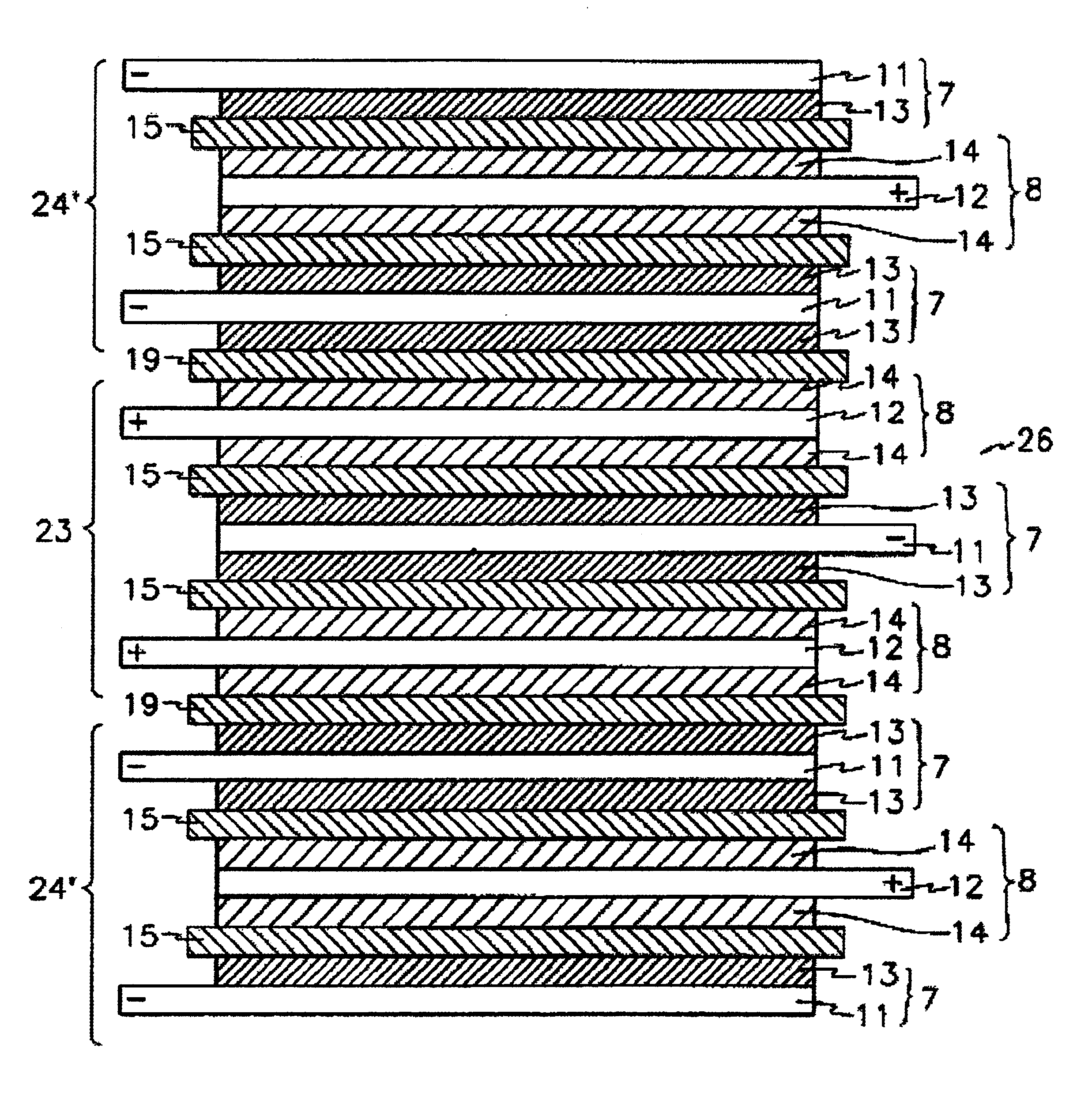 Stacked electrochemical cell