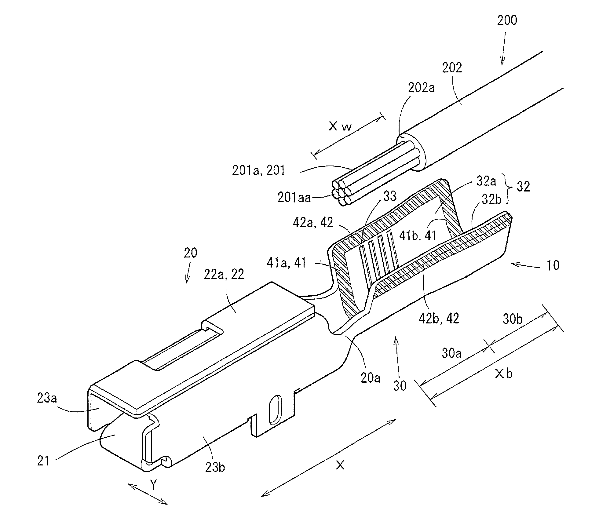 Crimp terminal, connection structural body and connector