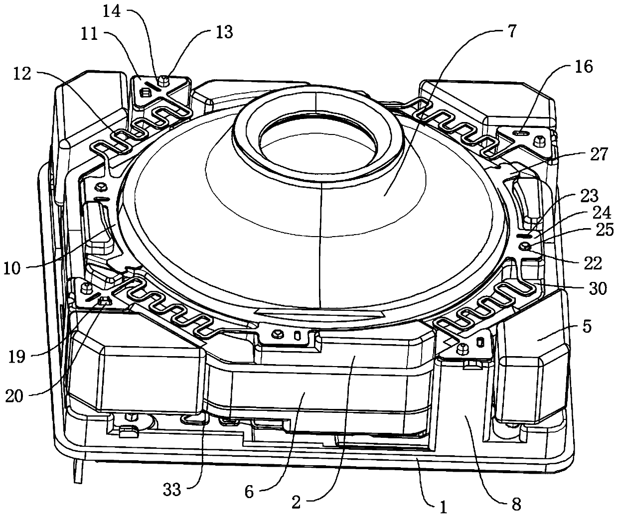 Motor assembling and fixing structure, voice coil motor, photographic device and electronic product