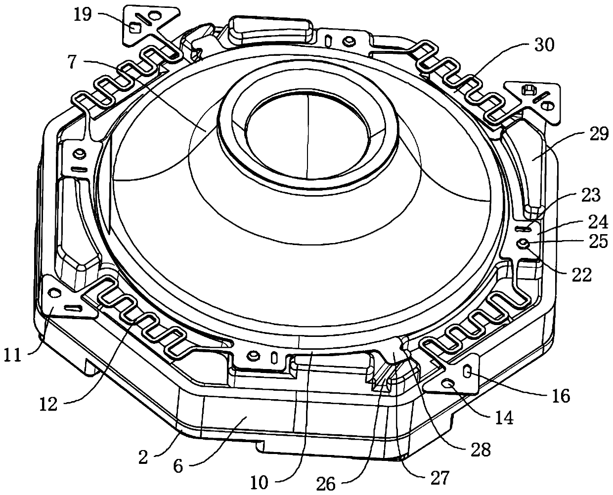 Motor assembling and fixing structure, voice coil motor, photographic device and electronic product