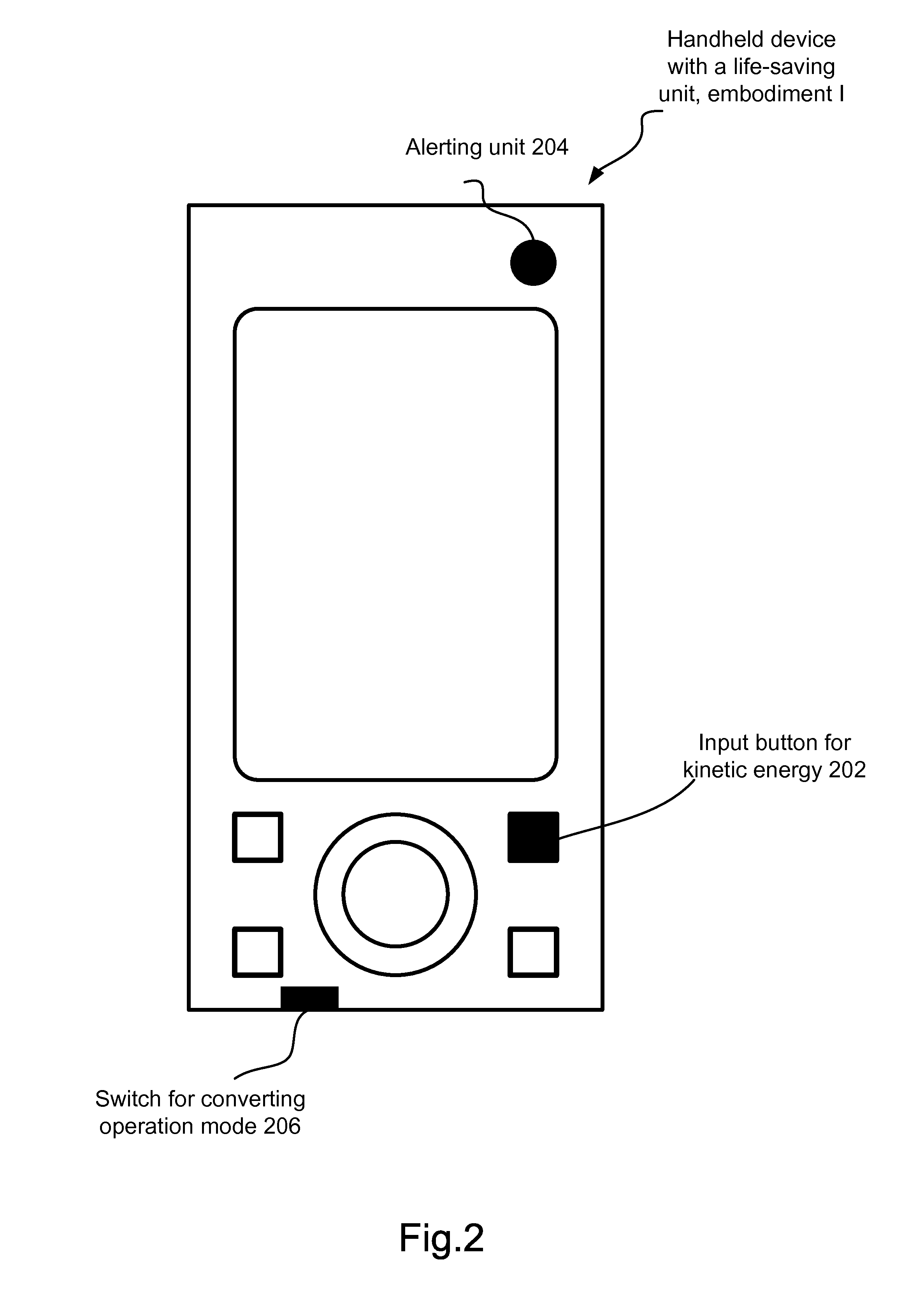 Handheld Electronic Device with Emergency Functions Powered by Kinetic Energy