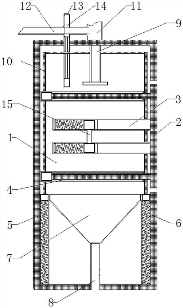 A sandblasting and dust removal device for efficiently grinding the interior of cylindrical auto parts