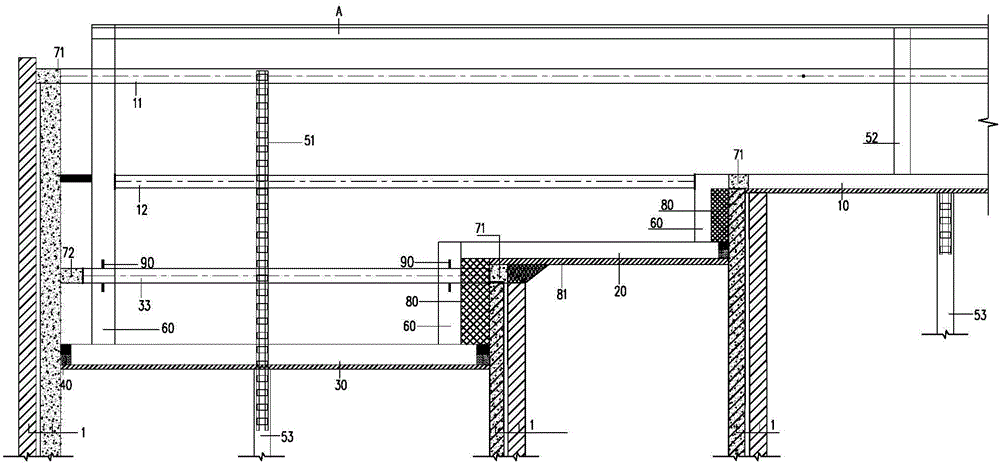 Deep foundation pit supporting method of ultrahigh floor height type basement structure