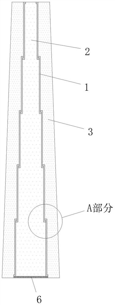 Composite pole tower with vertical skeleton and preparation method thereof