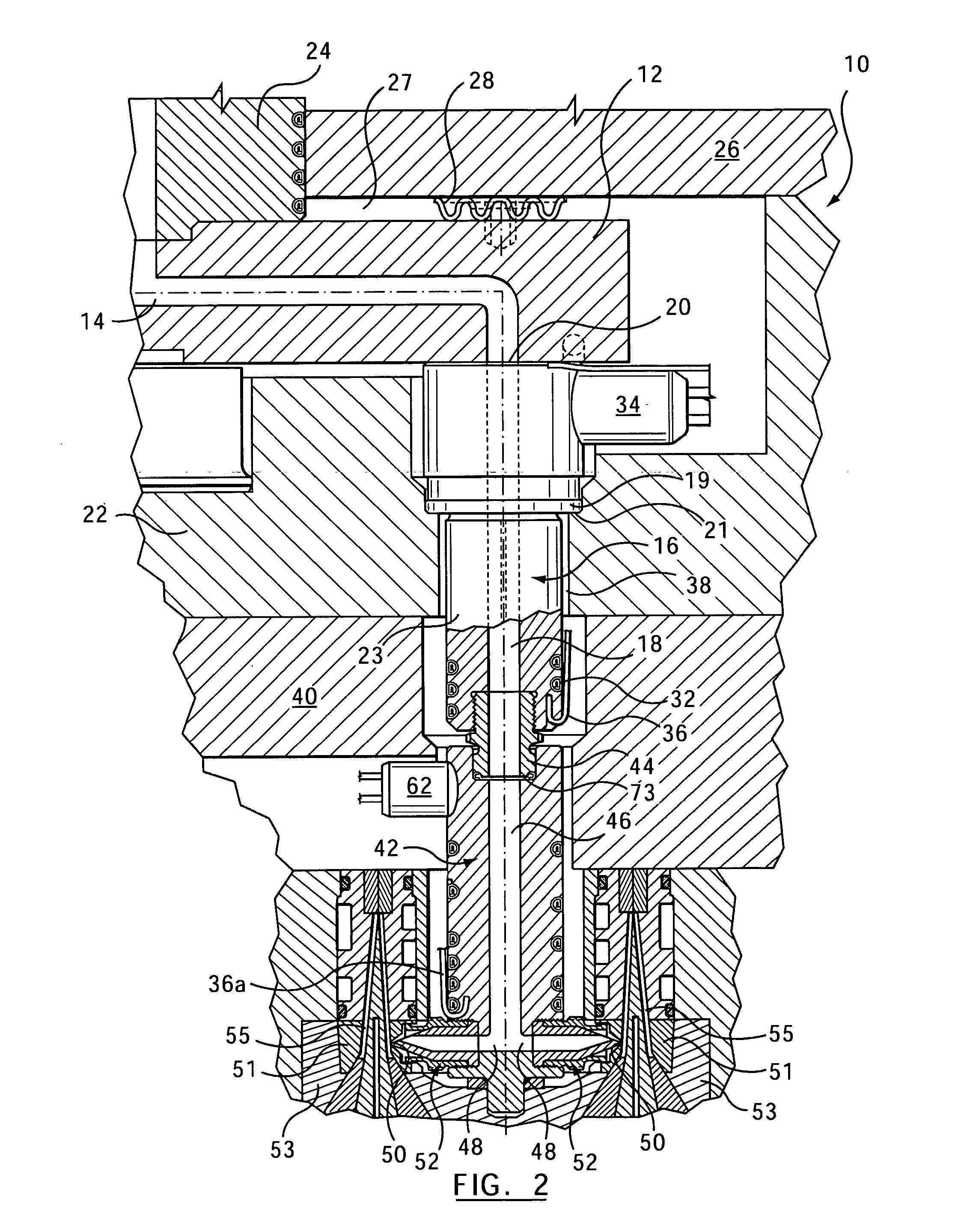 Front-mountable injection molding nozzle