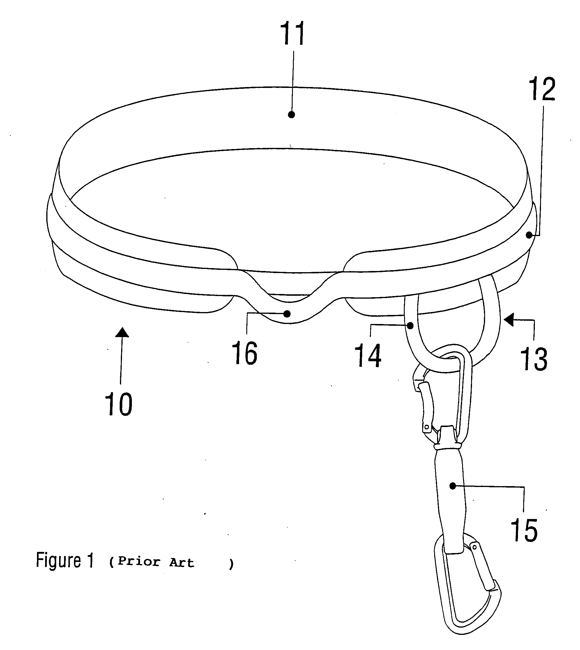 Belt for roping harness equipped with a salient equipment-carrying device