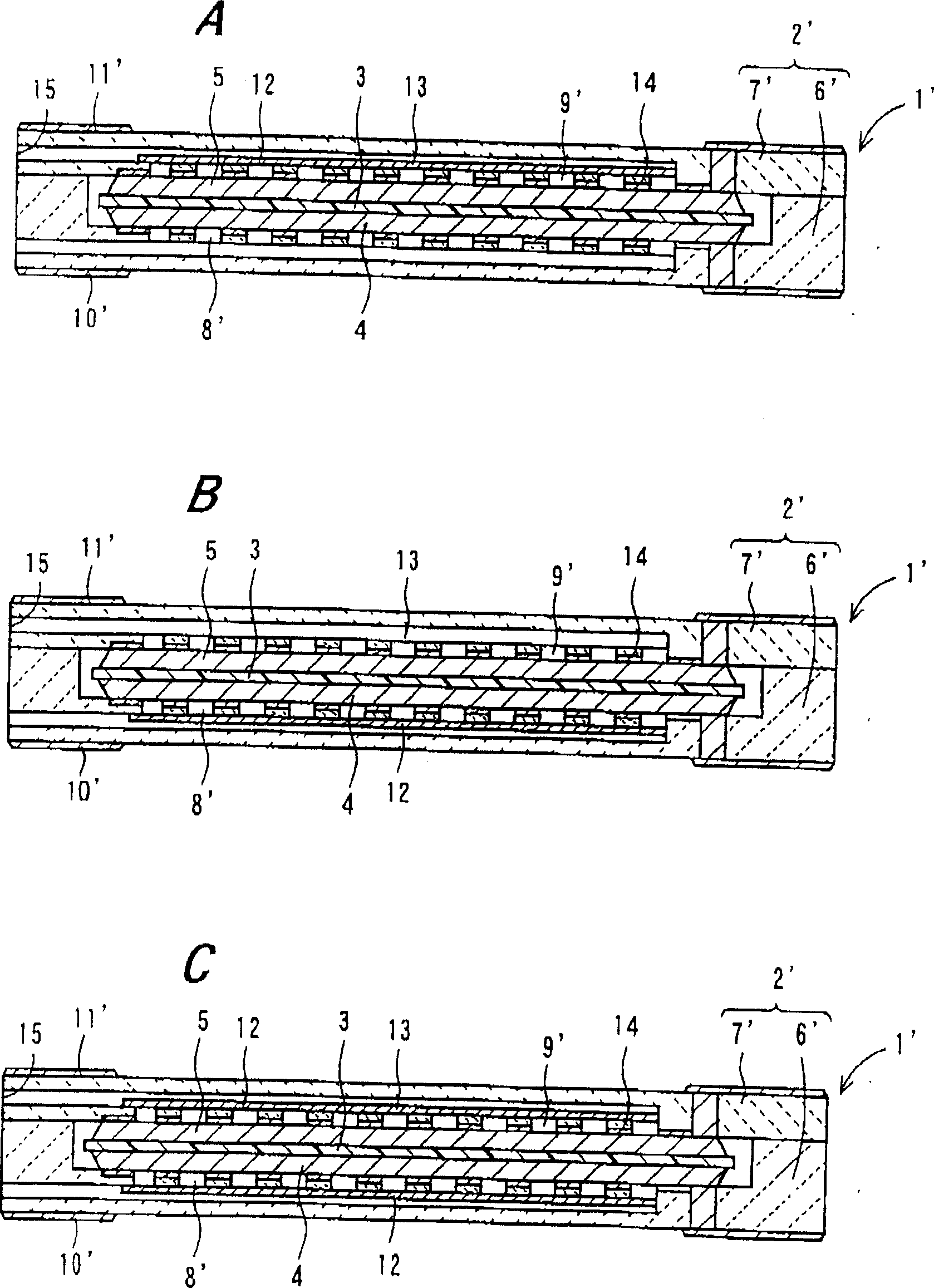 Container for fuel cell,fuel cell and electronic apparatus