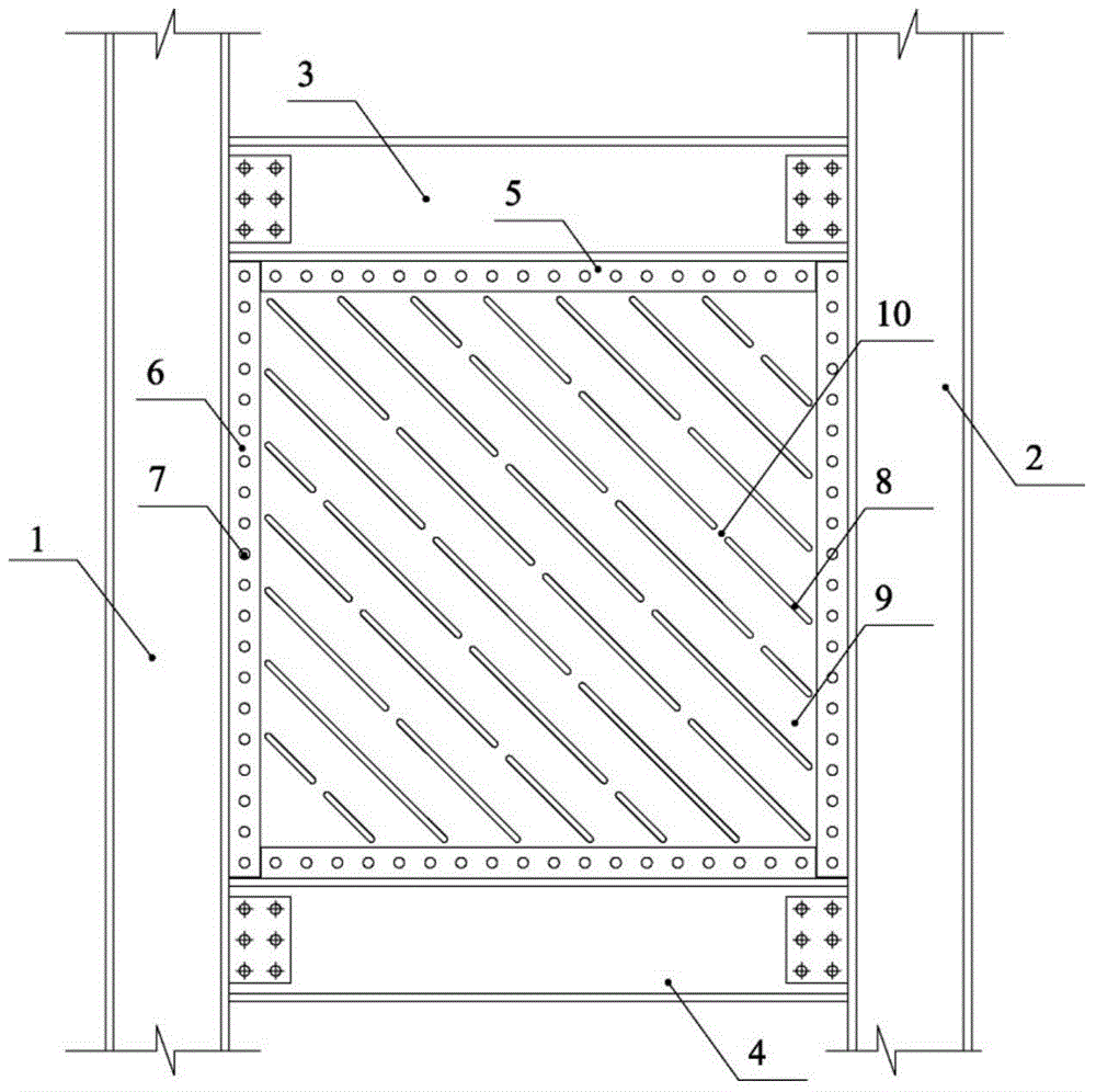 Multilayer oblique slotted self anti-buckling steel plate shear wall and manufacturing method thereof