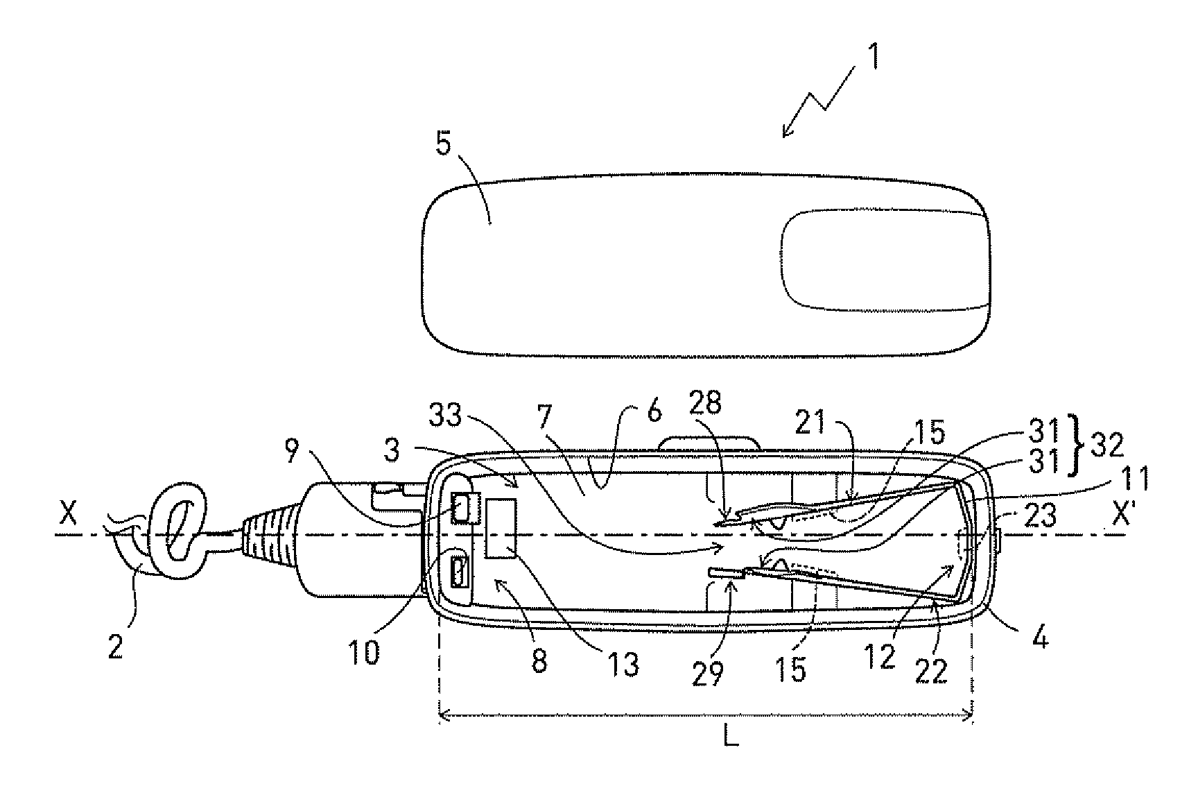 Device for electric power supply of a portable lamp