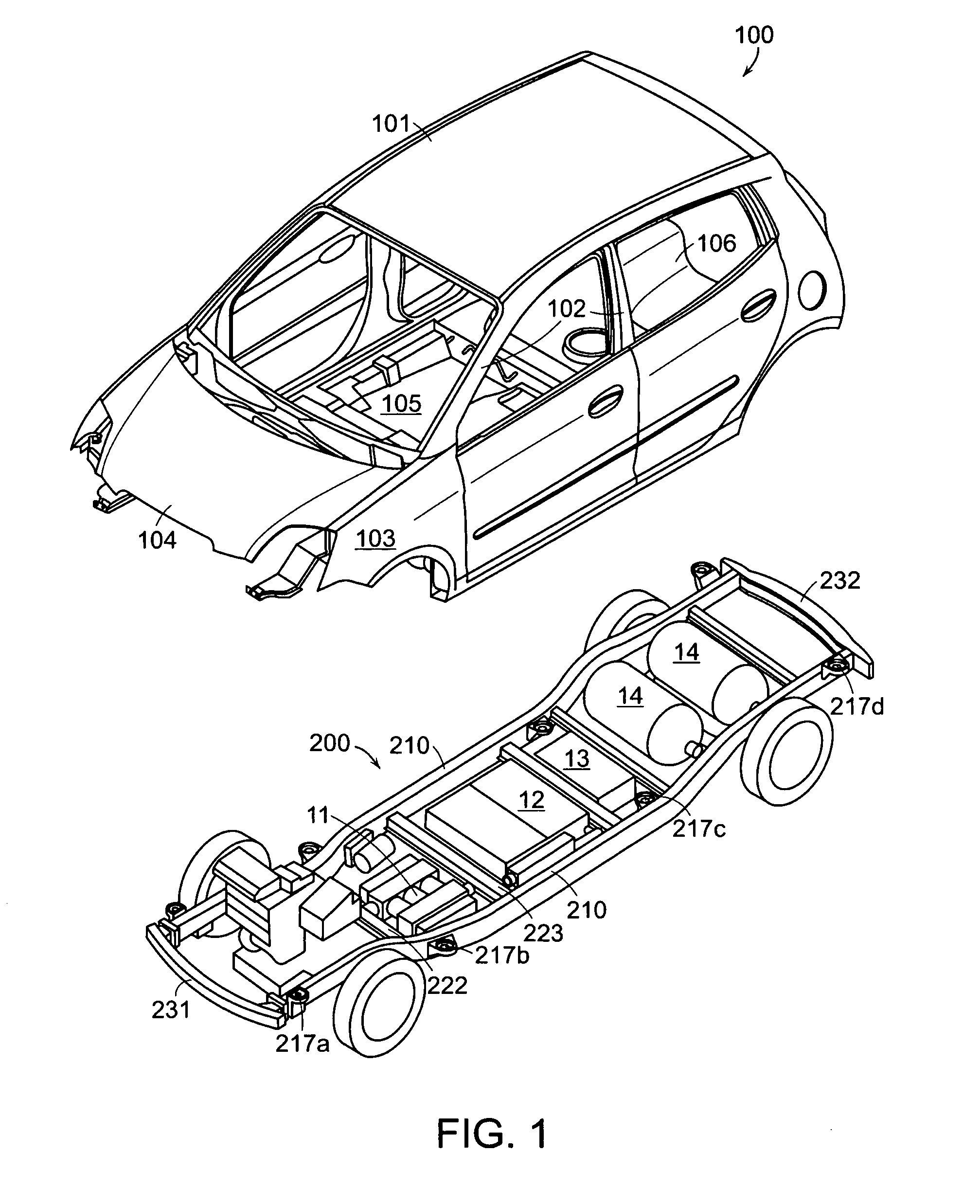 Upper body structure for fuel cell vehicle for reinforcing floor kick-up portion