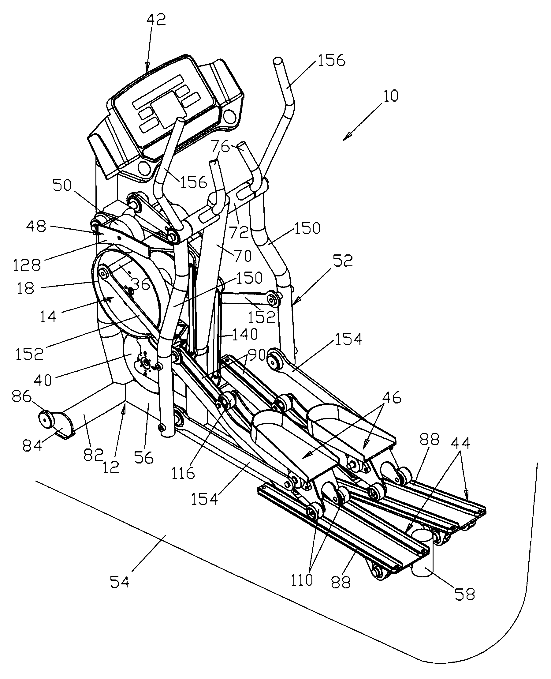 Walking/jogging exercise machine with articulated cam follower arrangement