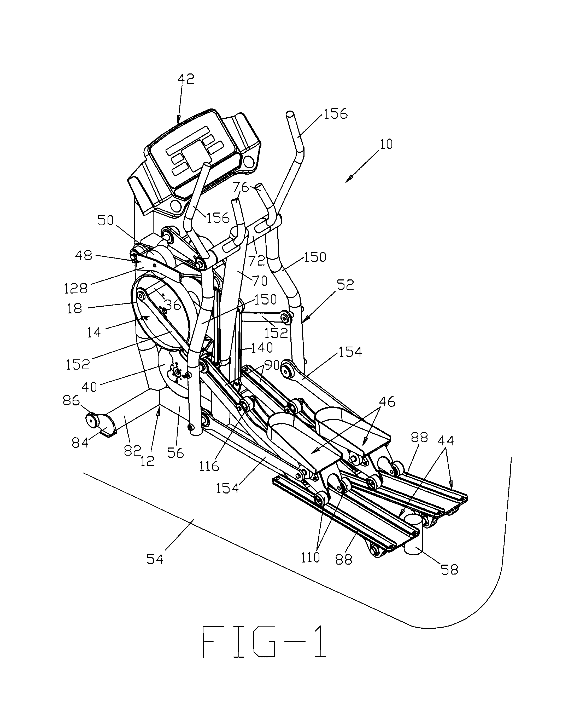 Walking/jogging exercise machine with articulated cam follower arrangement