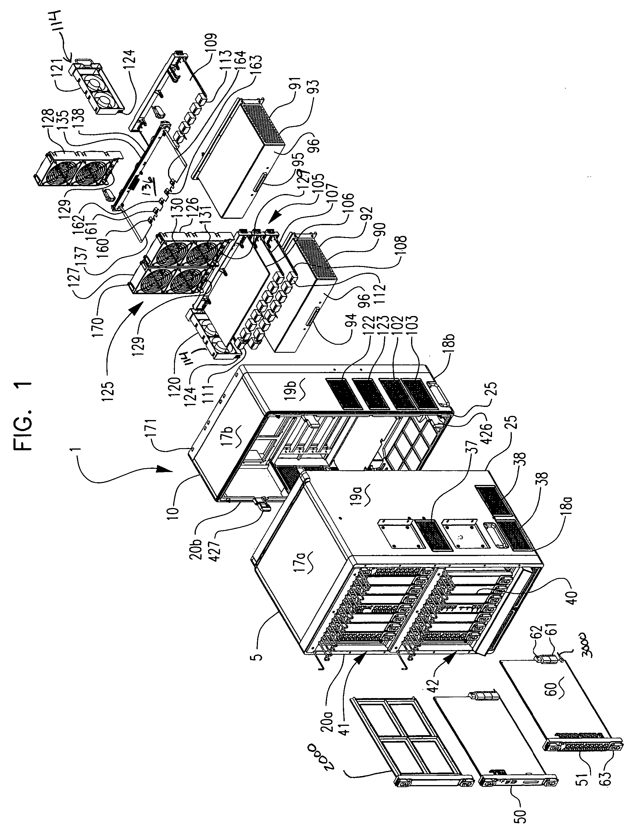 Modular chassis divided along a midplane and cooling system therefor