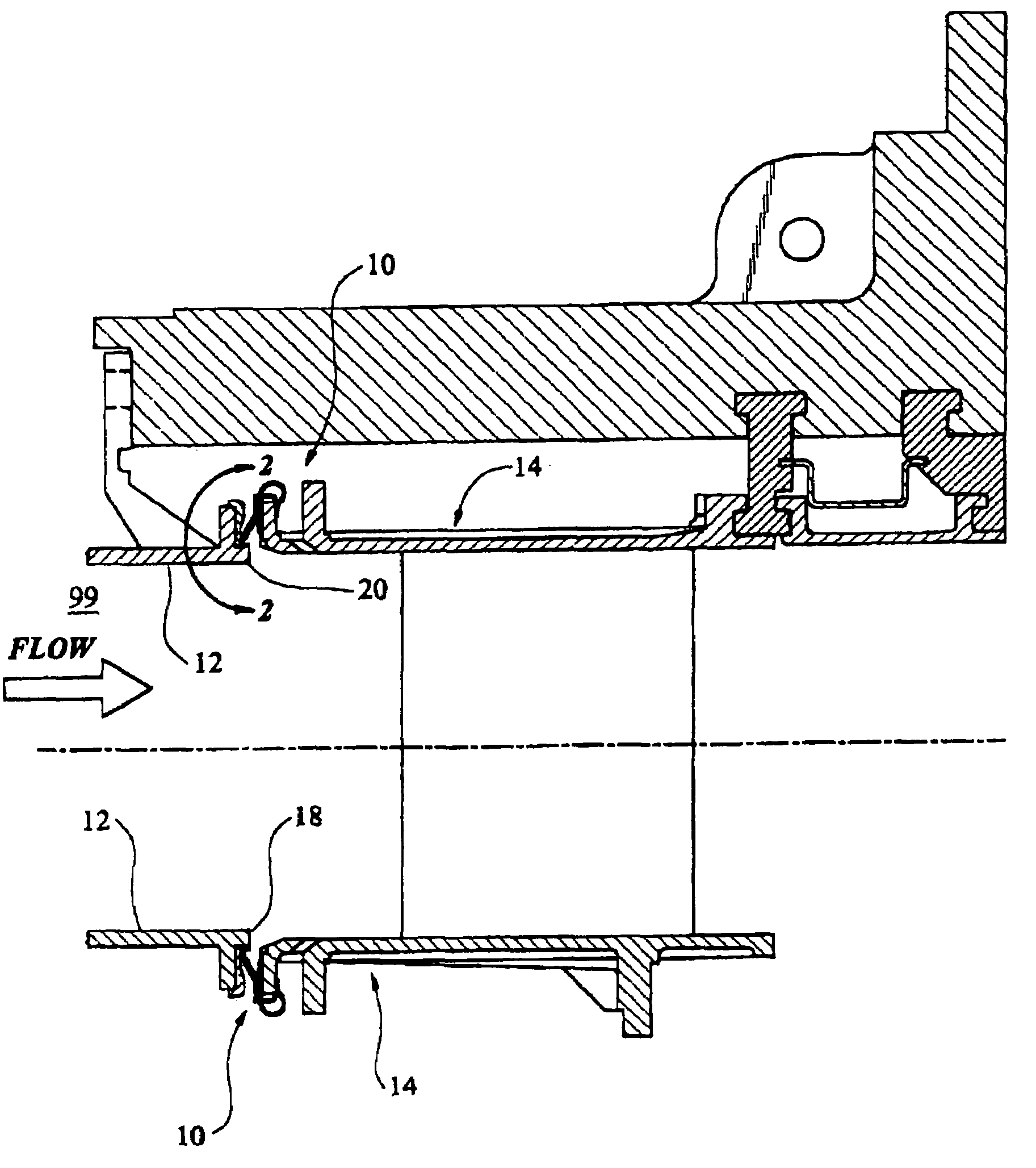 Seal usable between a transition and a turbine vane assembly in a turbine engine