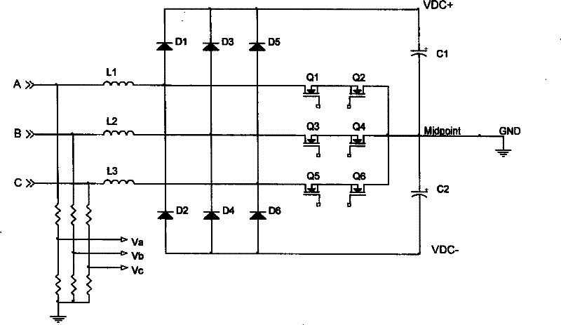 Three-level power factor correction circuit