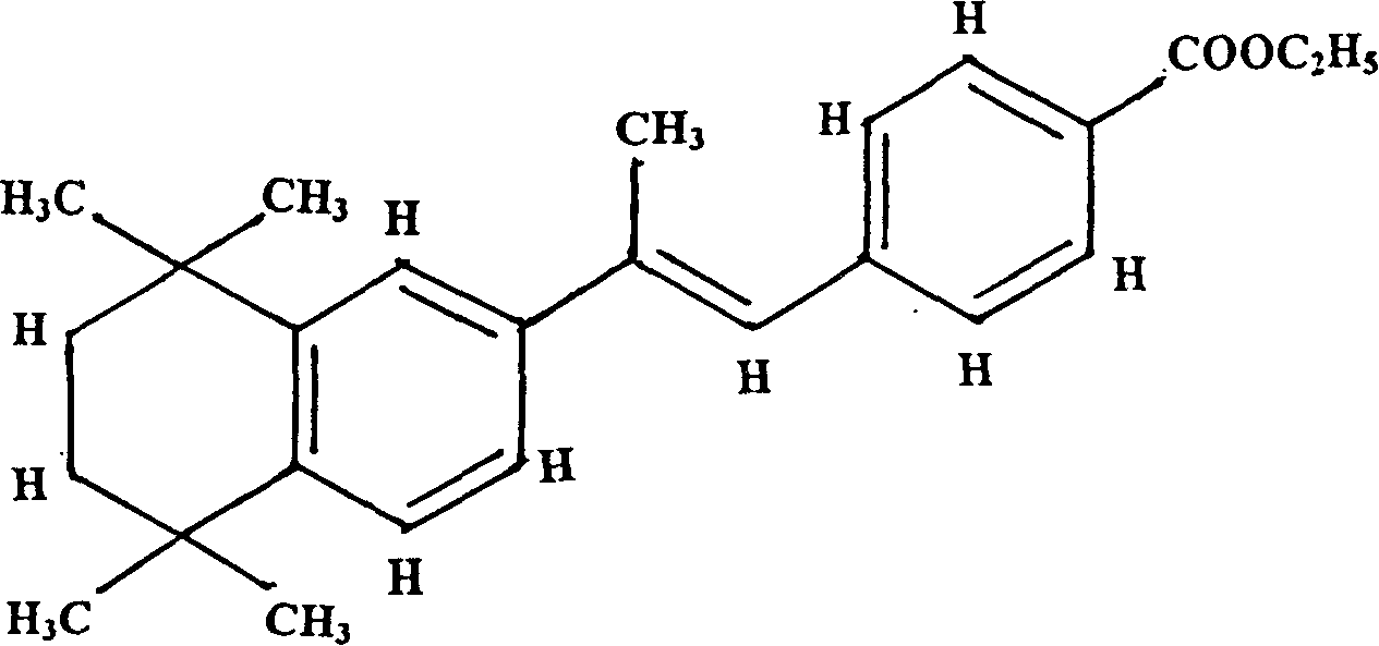 Method synthesizing arotinoid acid and arotinoid ethylester, and its pharmaceutical application