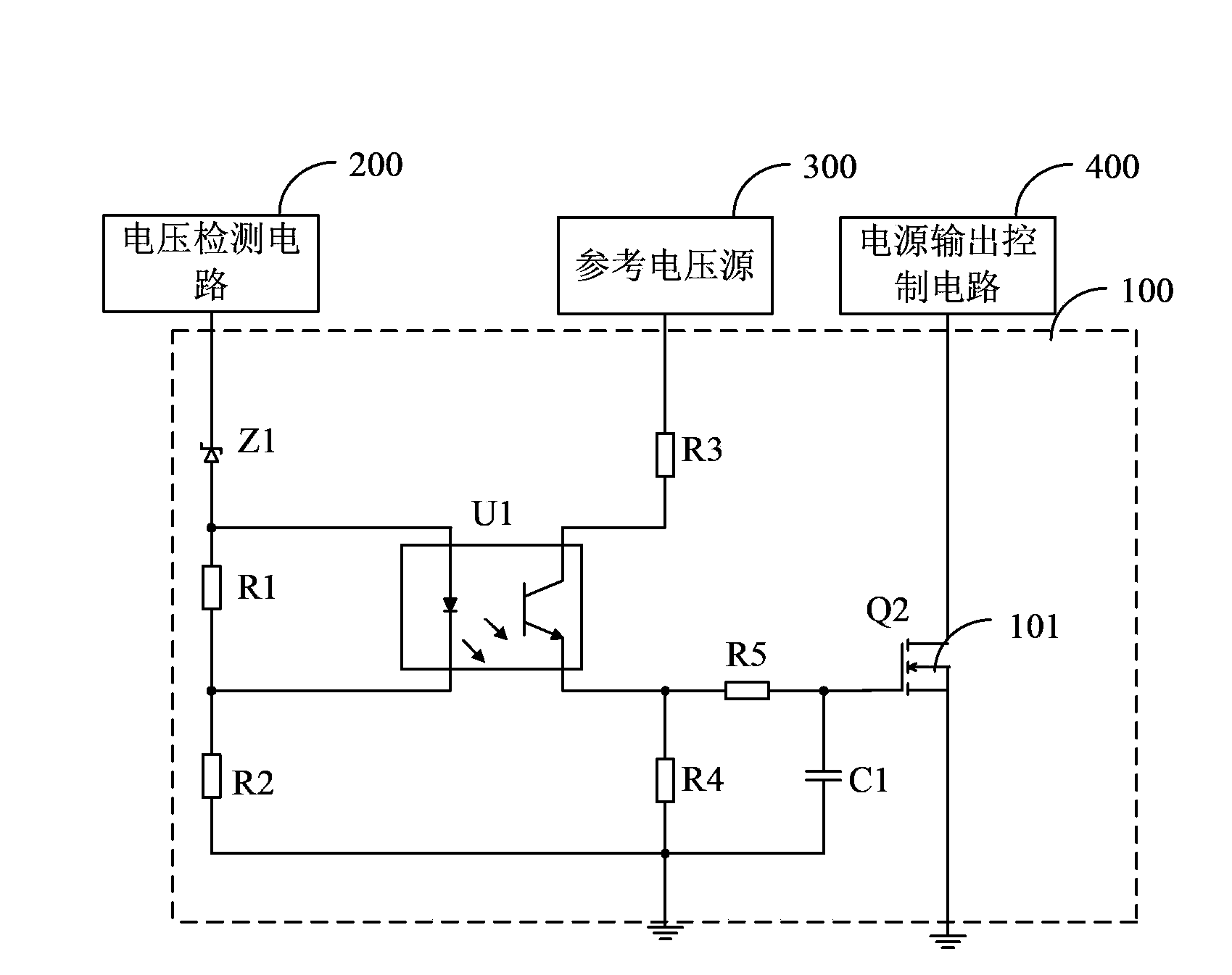 Lamp power output overvoltage protection circuit and lamp