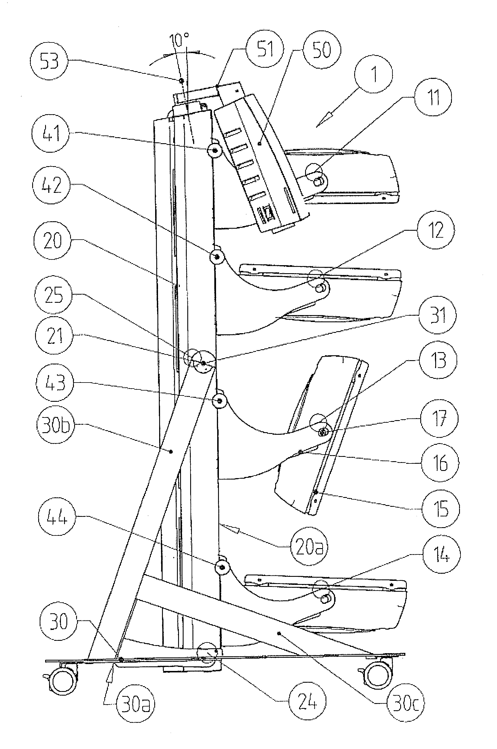 Irradiation device with ergonomic adaptation options