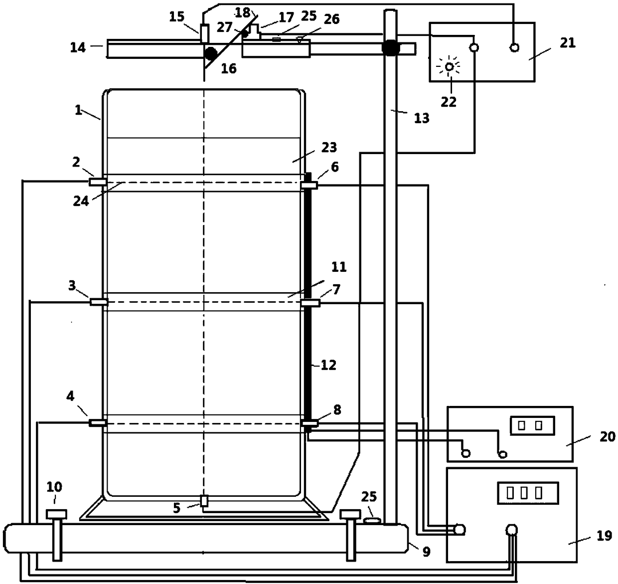 A three-dimensional laser positioning liquid viscosity coefficient measuring instrument