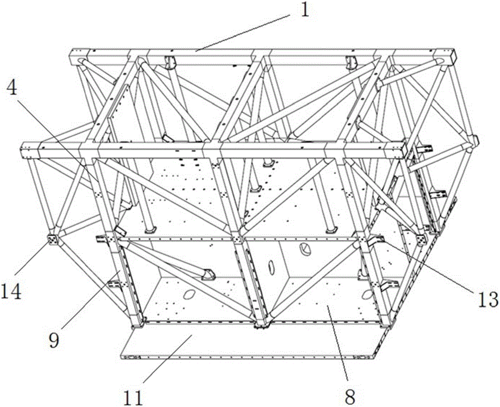 Adhesive joint assembly integrated structure for antenna supporting truss and aluminum honeycomb plate