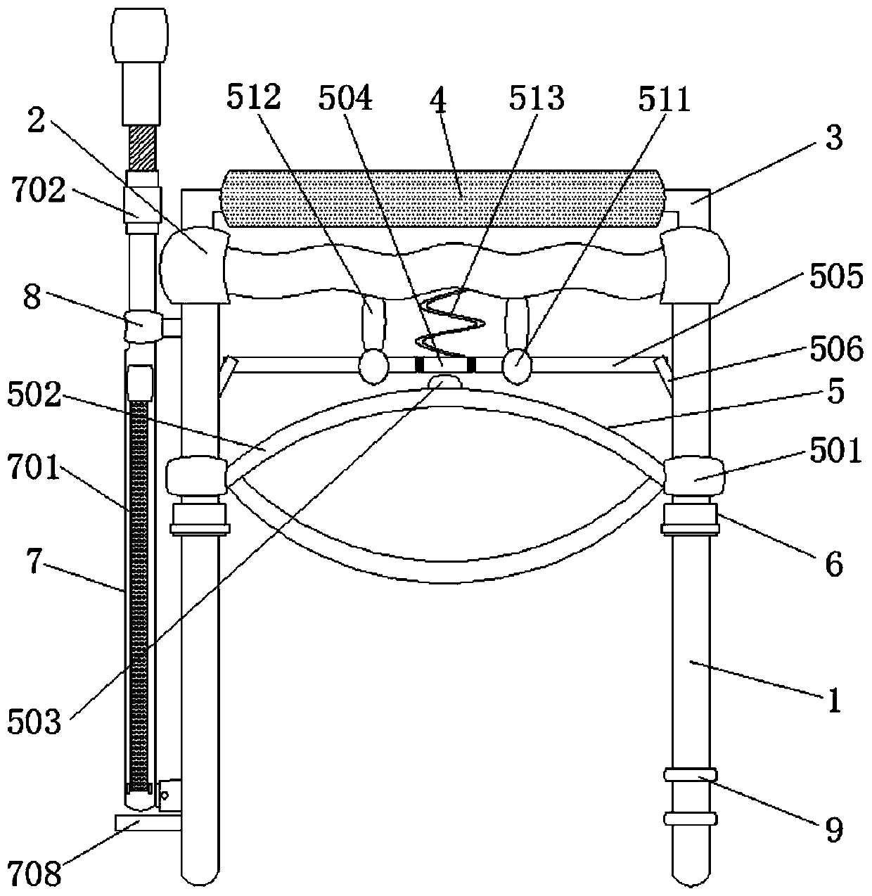 An anti-scalding bowl clamping device that can be clamped in a narrow space and can be controlled from the side