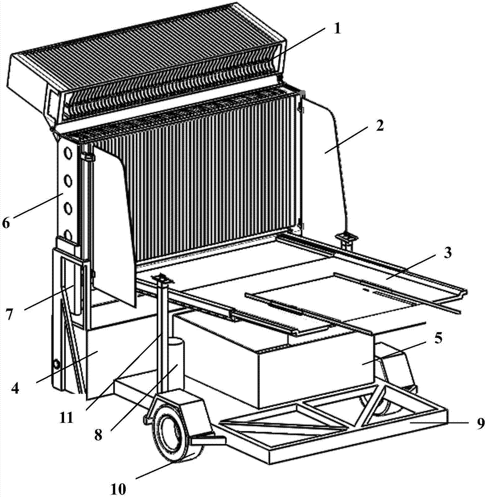 Aircraft engine cleaning solution filtering and recycling vehicle with self-contained lifting device